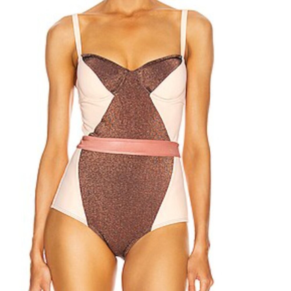 FLAGPOLE NYC Babe One Piece Bronze Swimsuit size XL